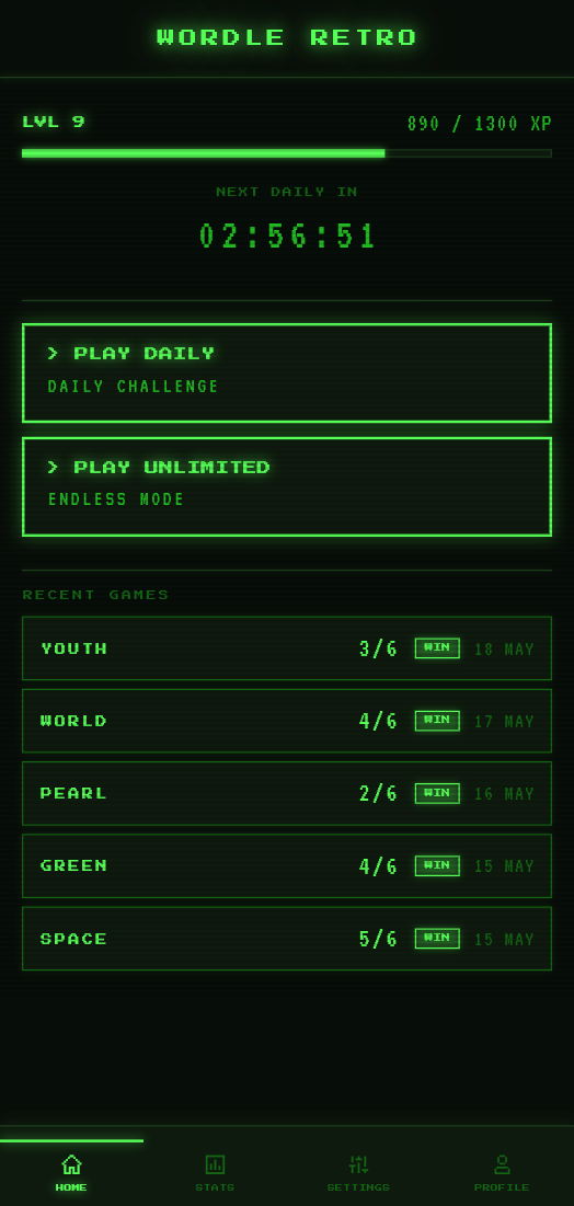 Home dashboard screenshot